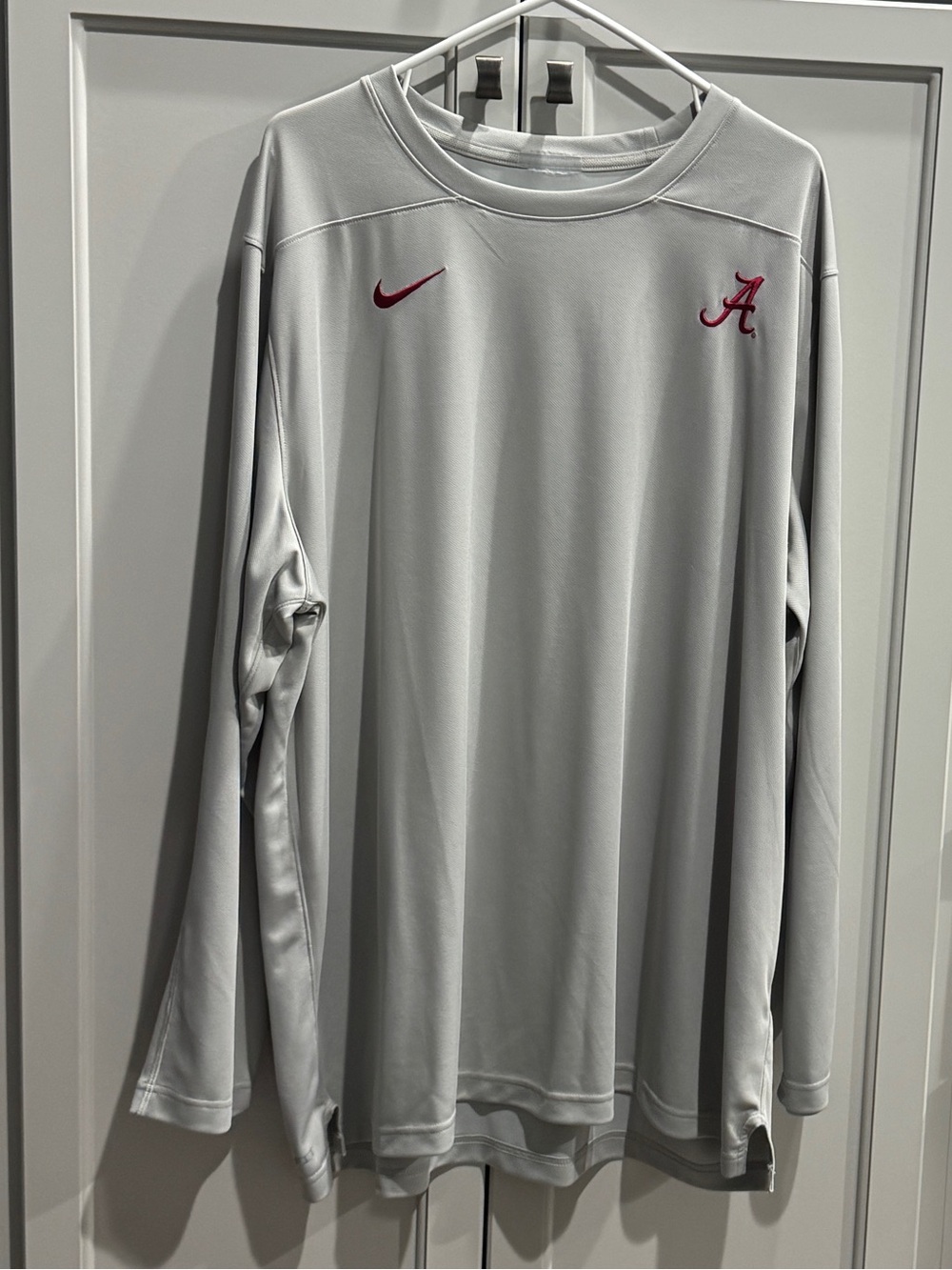 Nike Light Gray Long Sleeve Alabama 'A' Logo Performance Top